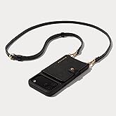 Bandolier Mila Crossbody Wallet Phone Case [MagSafe Compatible] for iPhone 17 Pro Max. 100% Genuine Pebble Leather. Adjustable & Removable Strap. Black with Gold Hardware