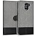 kwmobile Wallet case canvas cover for Wileyfox Swift 2 - Flip case with card slot and stand in grey black