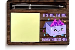 QODMGD Purple Dumpster Fire Sticky Note Holder Funny Office Gifts for Boss Coworkers Employees, I'm Fine Everything is Fine Dumpster Fire Post It Note Dispenser for Office Cubicle Desk Decor