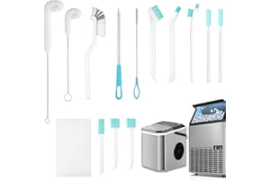 Potanro Ice Machine Cleaner Brush Sets, 14pcs Countertop Ice Maker Cleaner Tools, Gap Crevice Cleaning Brushes Tools Small Spaces, Scrub Sponge, Thin Brush for Cleaning Window Track, Straw, Bottle