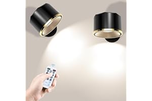 TBTEEK Wall Light, Wall Sconce Set of 2, Rechargeable Battery Operated, Closet Light, 6 Colors Dimmable Stick on Light, Remote&Touch Control Wall Lamp, Cordless Wall Mount Reading Lamp for Bedside Bedroom