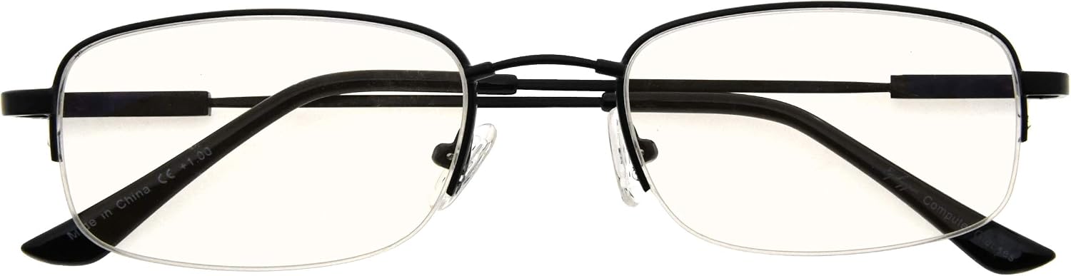 Bendable Memory Titanium,Blue Light Blocking,Half-Rim Computer Reading Glasses(Black) +0.5, Cg1704-black