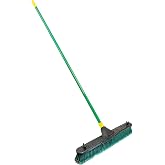 Quickie Bulldozer 24-Inch Multi-Surface Push Broom, 60" Wood Handle, Green, for Outdoor/Indoor Sweeping/Cleaning