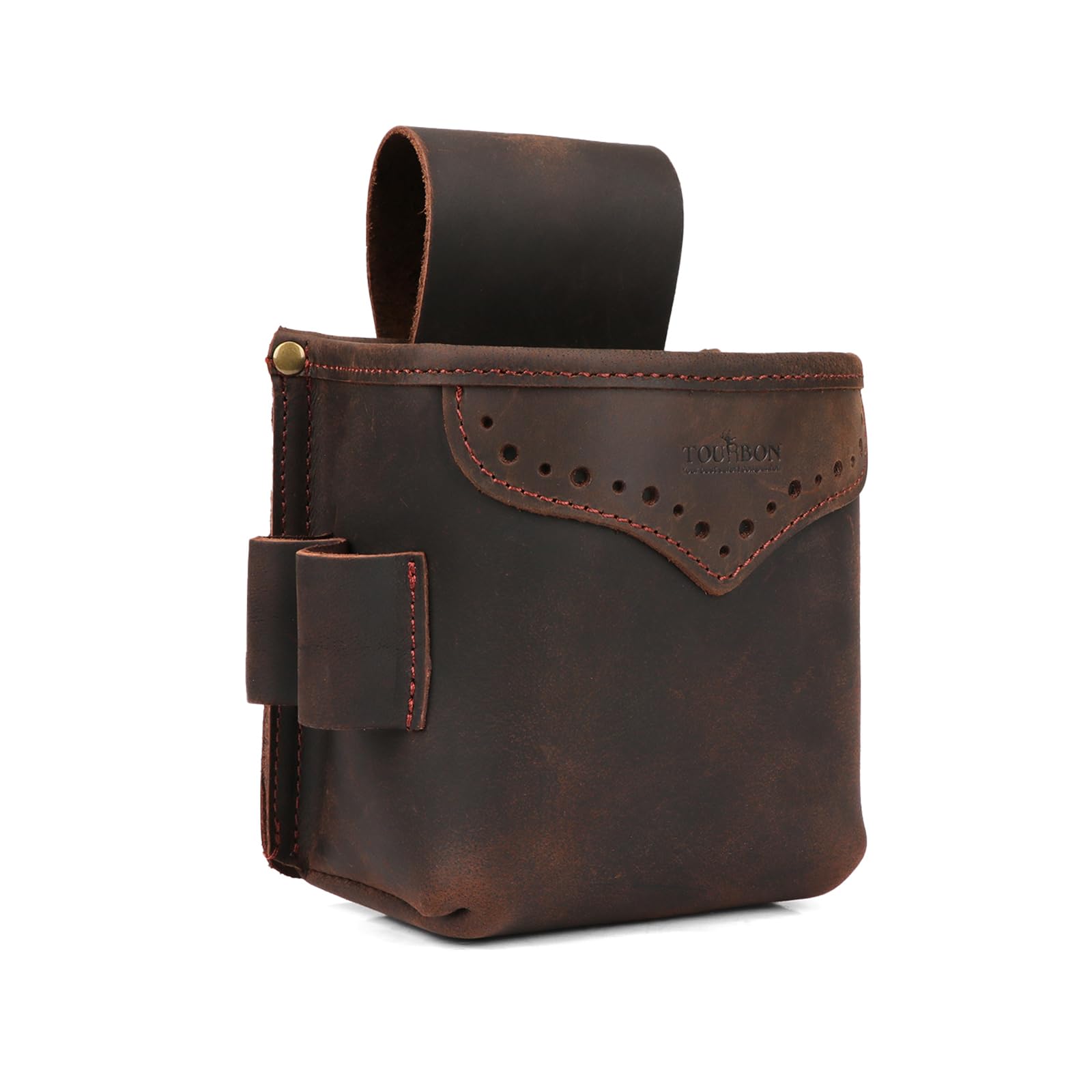 TOURBON Genuine Leather Cartridge Belt Pouch 12GA Ammo Shell Holder Clay Shooting Waist Bag