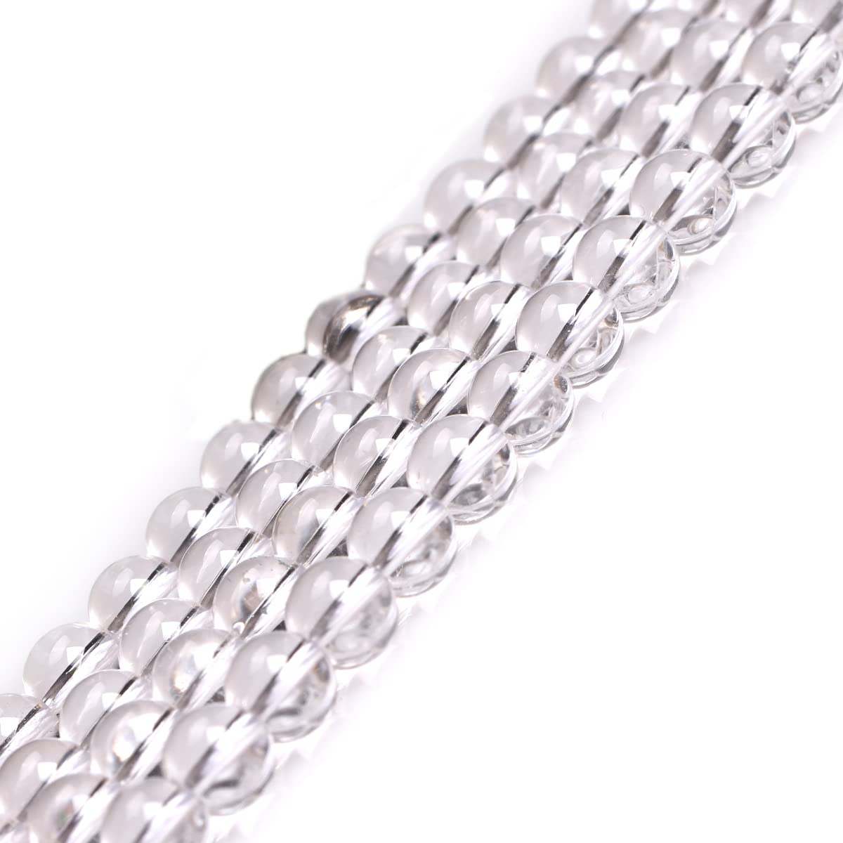 GEM-Inside Natural 8mm White Clear Rock Quartz Crystal Round Gemstone Semi Precious Loose Beads for Jewellery Making 15'' โ image 1