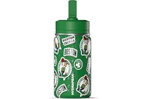 Hydrapeak x NBA Officially Licensed Boston Celtics 14oz Mini Kids Water Bottle with Straw Lid and Handle Reusable Stainless Steel Double Wall Insulated Spill Proof Sports Gift for Boys Girls