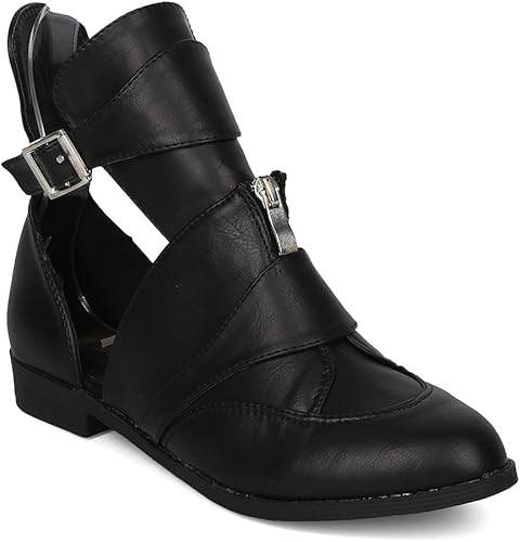 black leatherette ankle boot