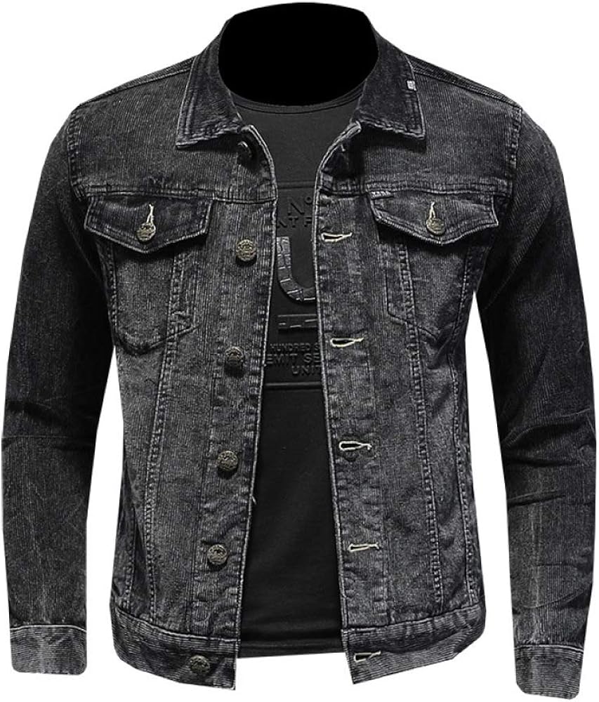 Giacca di Jeans Autunno Velluto a Coste Giacca Vintage da Uomo in Denim