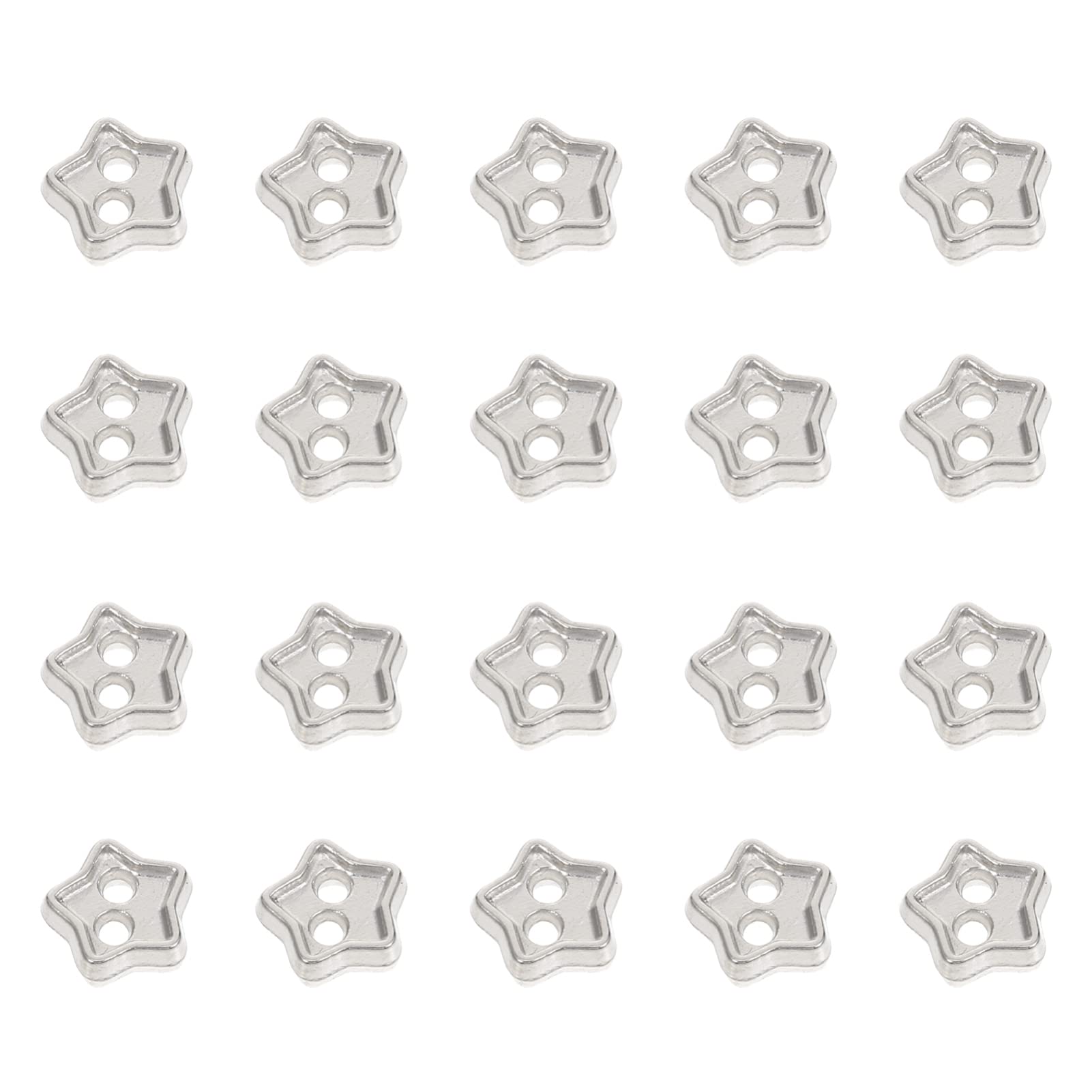 EXCEART Mini Metal Buttons 100Pcs Silver Star 0.16In Two-Hole Sewing Fasteners for 10 Inch Doll Clothes DIY Craft Accessories for Doll Coats Shirts