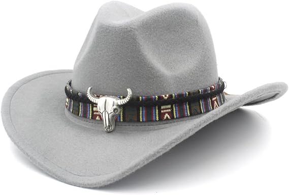 Amazon Co Jp Qtmiao Hat クールなカウボーイハット ファッション女性男性西部のカウボーイハットレディージャズカウガールソンブレロキャップ Color Gray Size 56 58cm 服 ファッション小物