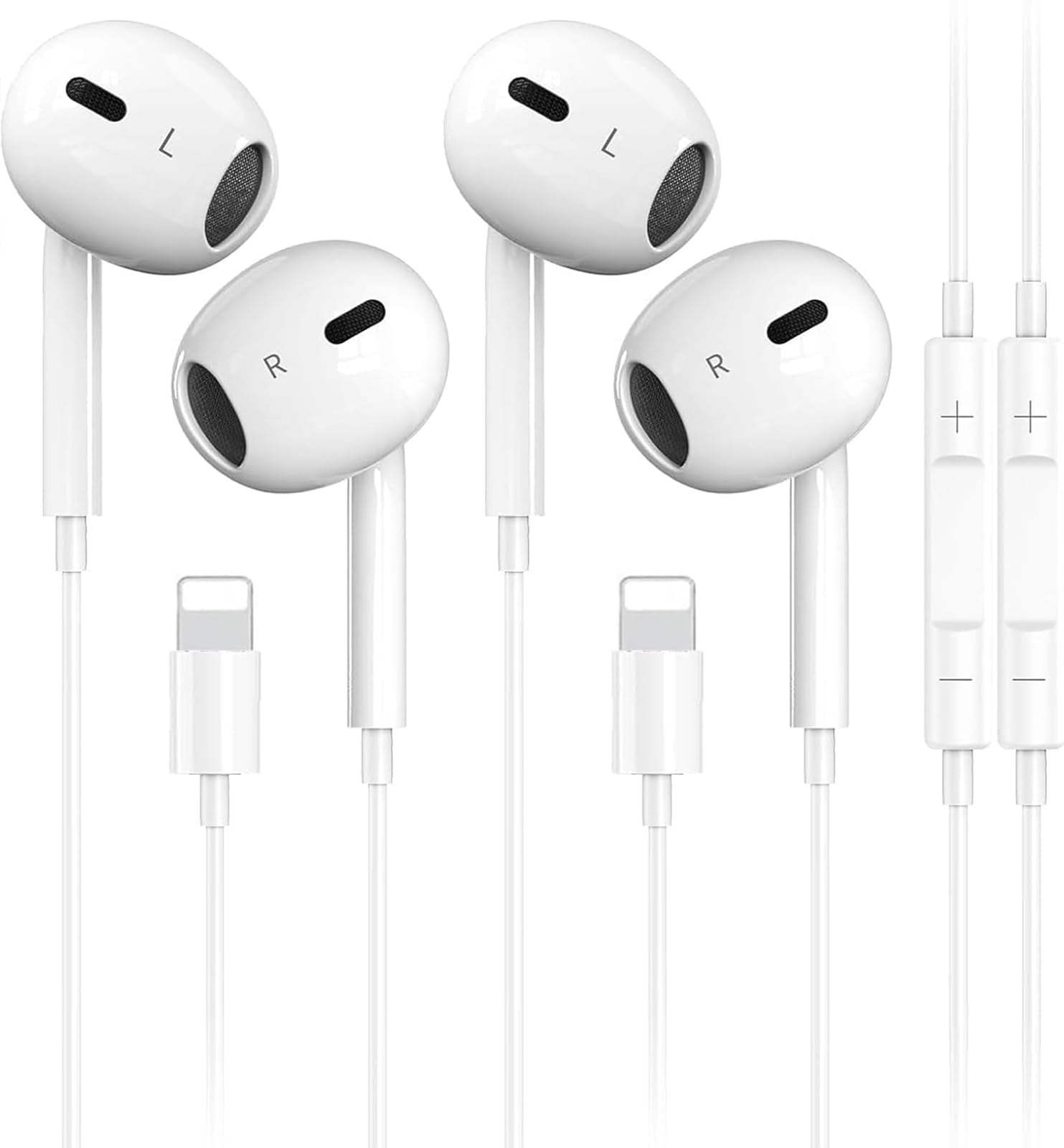 Photo 1 of 2 Packs for iPhone Wired Headphones Earbuds with Built-in Microphone & Volume Control HiFi Stereo Nosie Reduction Earphones Compatible with iPhone 14/13/12/11/XR/XS/X/8/7/SE Support All iOS System