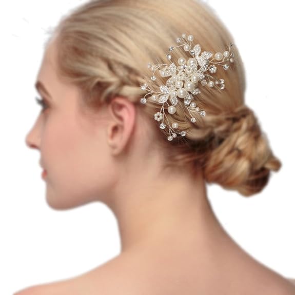 Damen Kristall Strass Perlen Haarekämmen Haarschmuck Hochzeit Handarbeit Haarkamm braut haarkamm vintage HWHS-J2590