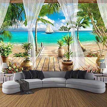 Buy Wisdom Custom 3d Photo Wallpaper Balcony Sandy Beach Sea View 3d Living Room Sofa Bedroom Tv Background Wall Mural Wallpaper Home Decor Online At Low Prices In India Amazon In