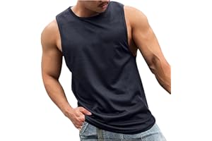 Men's Tank Top Plus Size Muscle Workout Gym Shirts Casual Solid Sleeveless Crew Neck Lightweight Comfy Tunic Tops