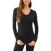 Pure Look Women's Long Sleeve Waffle Knit Stretch Cotton Thermal Underwear Shirt