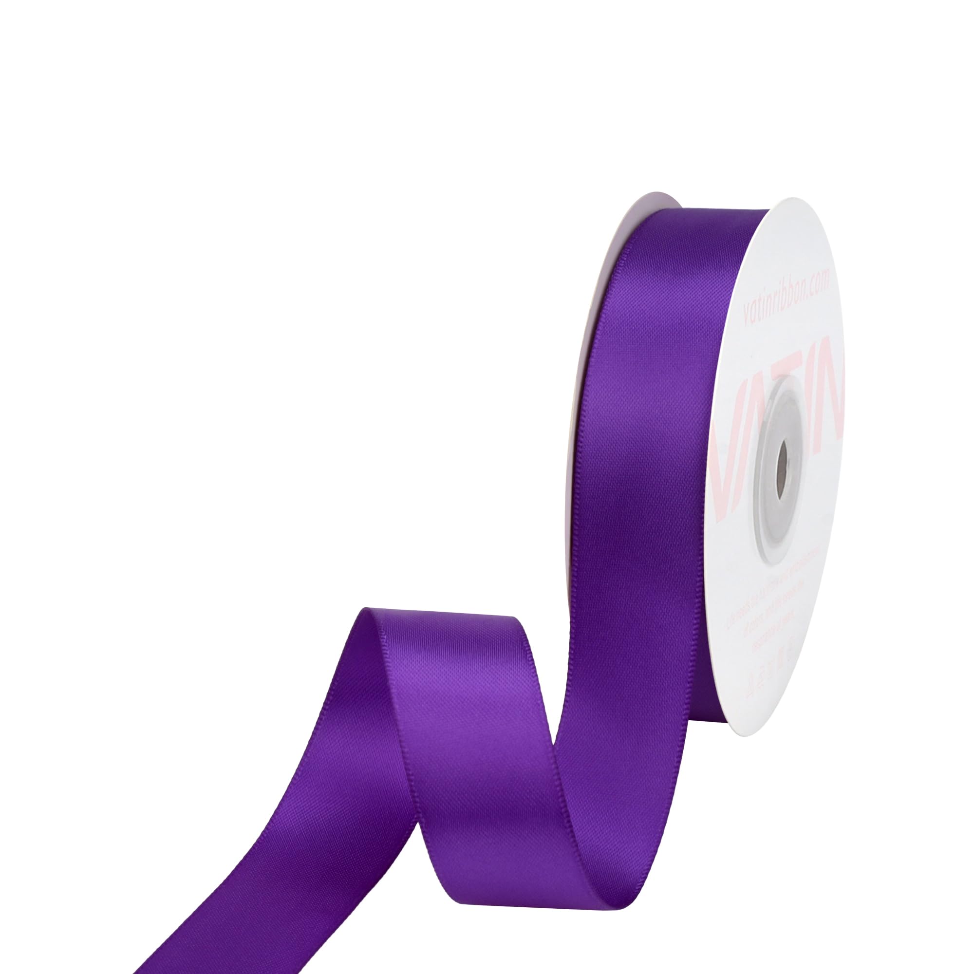 VATIN 22mm Double Faced Polyester Satin Ribbon Bright Purple - 23 Metre/Spool, Perfect for Wedding Decor, Wreath, Baby Shower,Gift Package Wrapping and Other Projects
