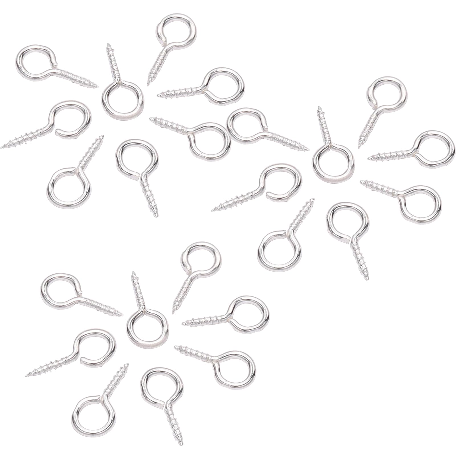 200 Pcs Small Eyelet Screws, 6 x 13mm Metal Eye Pins Hooks, Eye Bolts Screws, Silver