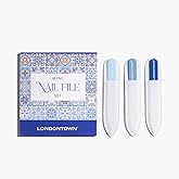 LONDONTOWN Mini Glass Double-Sided Nail File Set - Professional Travel-Sized Crystal Files with Case, Set of 3