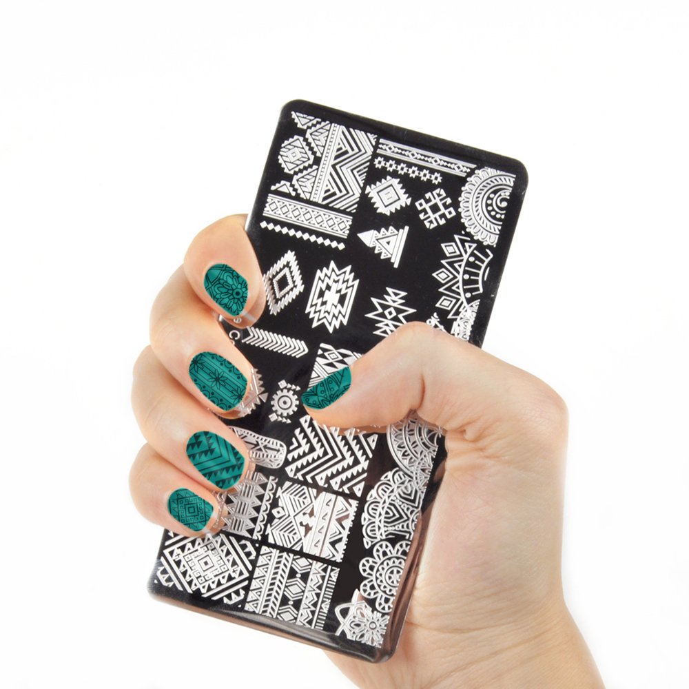 Biutee 19pcs Nail Stamp Plates set 15 plate 1Stamper 2Scraper 1storage bag Nails Art Stamping Plate Scraper Stamper Set Leaves Flowers Animal Nail plate Template Image Plate : Beauty