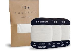 DARUMA Sashiko Thread Card Rolls Set of 3 (43.7 Yards x3) - Sewing & Embroidery, Includes Instruction Manual and Gift Packaging (Thin, Ecru)