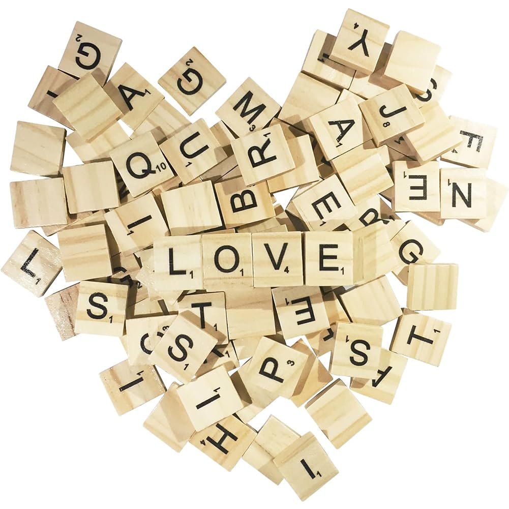 VILIA 100-Piece Wooden Scrabble-Style Letter Tiles – Ideal for Crafts, Spelling Games & Educational Activities by Clever Delights