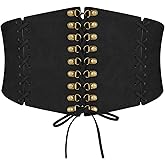 LEACOOLKEY Women’s Wide Corset Belt Vintage Elastic Waist Belt for Dresses Halloween Costume
