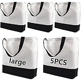 OKBA 5 pcs Sublimation Tote Bags,polyester tote bags for sublimation, blank canvas tote bags for DIY Crafting and Decorating