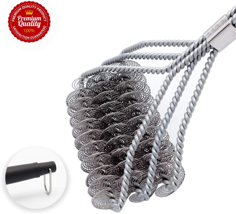 Hoimpro Grill Brush, Rust Resistant BBQ Grill Cleaner, Bristle Free Barbecue Cleaning Scraper, 18 inch Safe Grill Cleaner for Porcelain, Propane, Stainless Steel, Gas, Iron and Weber Grill Grates