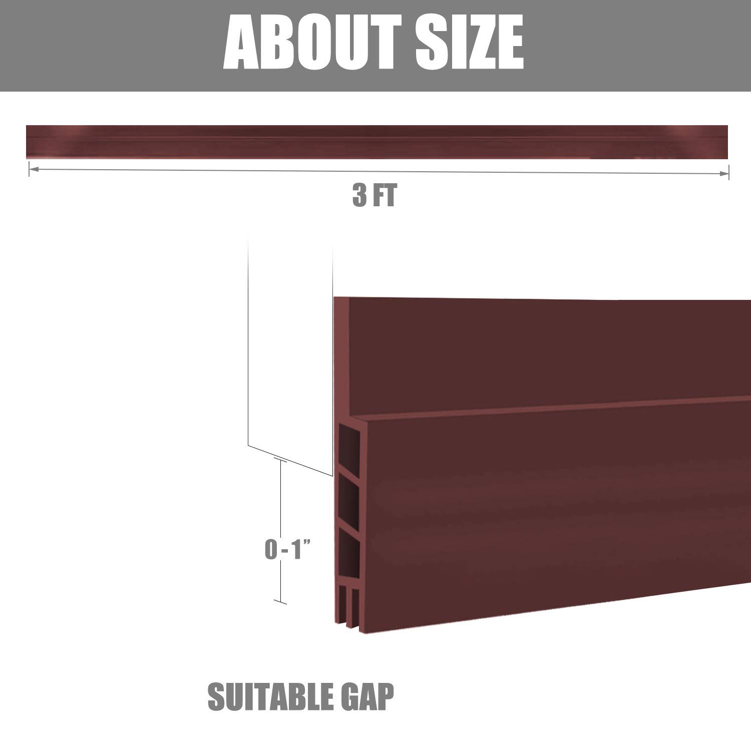 Suptikes 2 Pack Door Draft Stopper?Door Sweep for Exterior & Interior Doors,Door Bottom Seal Dust and Noise Insulation Weather Stripping Draft Guard Insulator, 1-4/5" W x 37" L,Brown