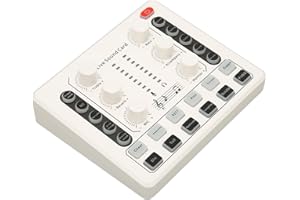 Generic Live Sound Card with Superior Sound Quality Ambient Light Function for DJ Mixer, Music Studio Recording for IOS White