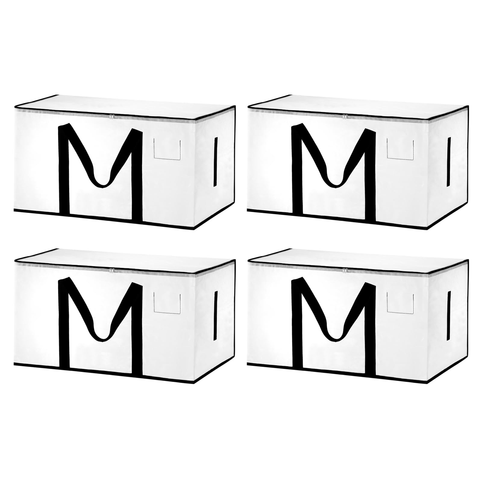 PATIKIL Extra Large Moving Bags, 4 Pack with Reinforced Handles and Zipper Storage Tote Packing Bags Collapsible for Clothes Moving Supplies,Transparent