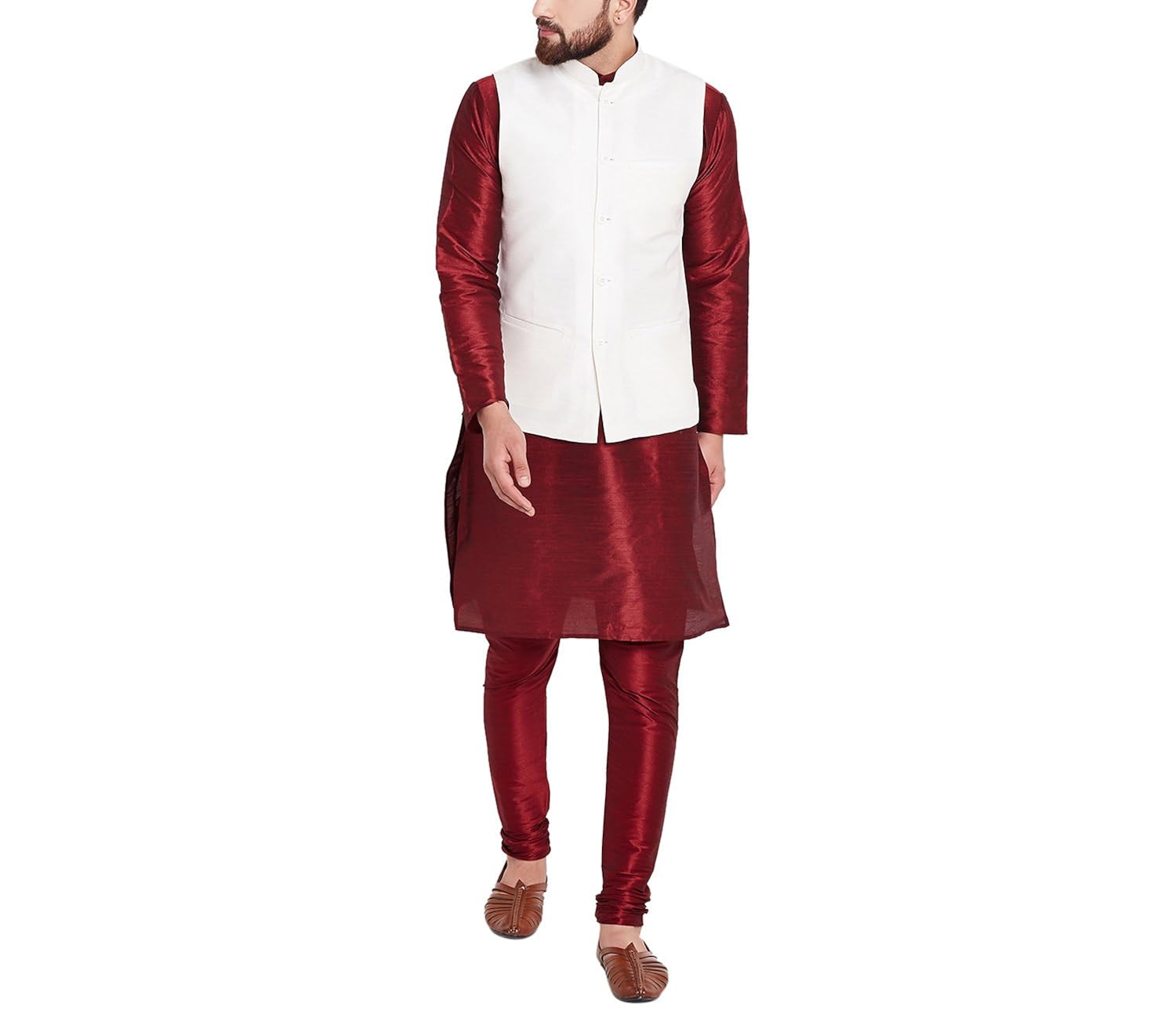 sojanya (since 1958) mens cream dupion silk designer only nehru jacket