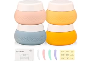 DHQH TSA Approved Travel Size Containers - 4Pack 1oz Silicone Leak-proof Travel Jars with Lids for Toiletries & Cosmetics