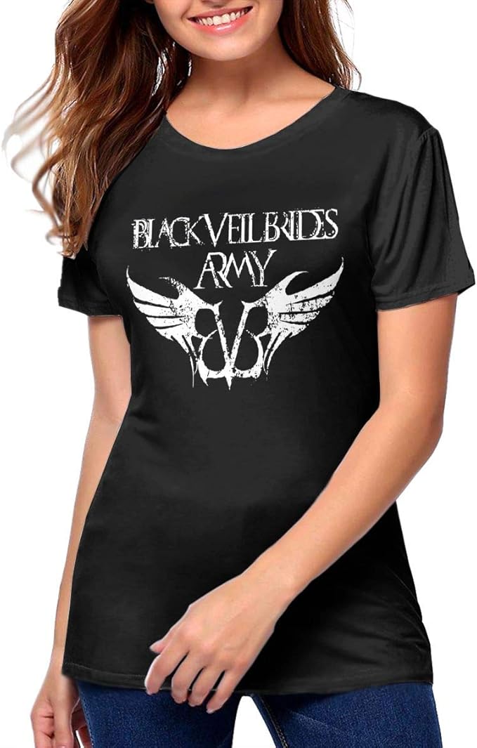 Women's Black Veil Brides TShirt Cute Crew Neck Tops XXL