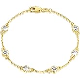 LEMKAY Gold Bracelets for Women 14K Gold Bracelets for Women Cubic Zirconia Bracelet for Womens Stack Minimalist yet Elegant Design with Spaced Cubic Zirconia Womens Chain Bracelet
