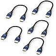 4K Short HDMI Cable 6 inch 5-Pack, HDMI Cord 0.5FT High Speed HDMI to HDMI Cable 2.0(4K@60Hz, 2K@144Hz, 1080P@120Hz, 18Gbps, HDR, 3D, HDCP 2.2, ARC) for HDTV, Switch, PS4/PS5, Xbox, Blu-ray, Monitor