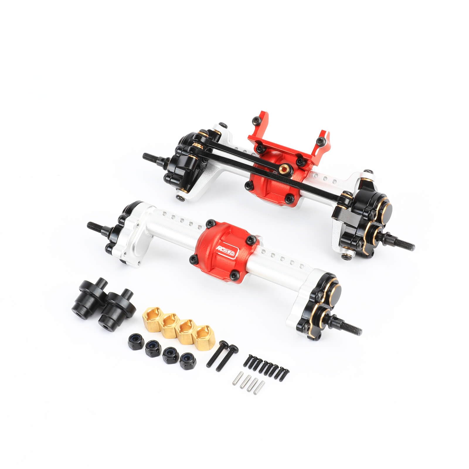 Photo 1 of RCAWD 10% Speed Increase Diff Locker & Differential Portal Axles Front & Rear Set Converted for FMS FCX24 Power Wagon Smasher Lemur K5 Blazer & FCX18 LC80 Upgrades Brass Weighted Parts Silver