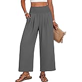 Lepunuo High Waisted Wide Leg Palazzo Pants for Women Summer Beach Vacation Lounge Trousers with Pockets 2026 Trendy