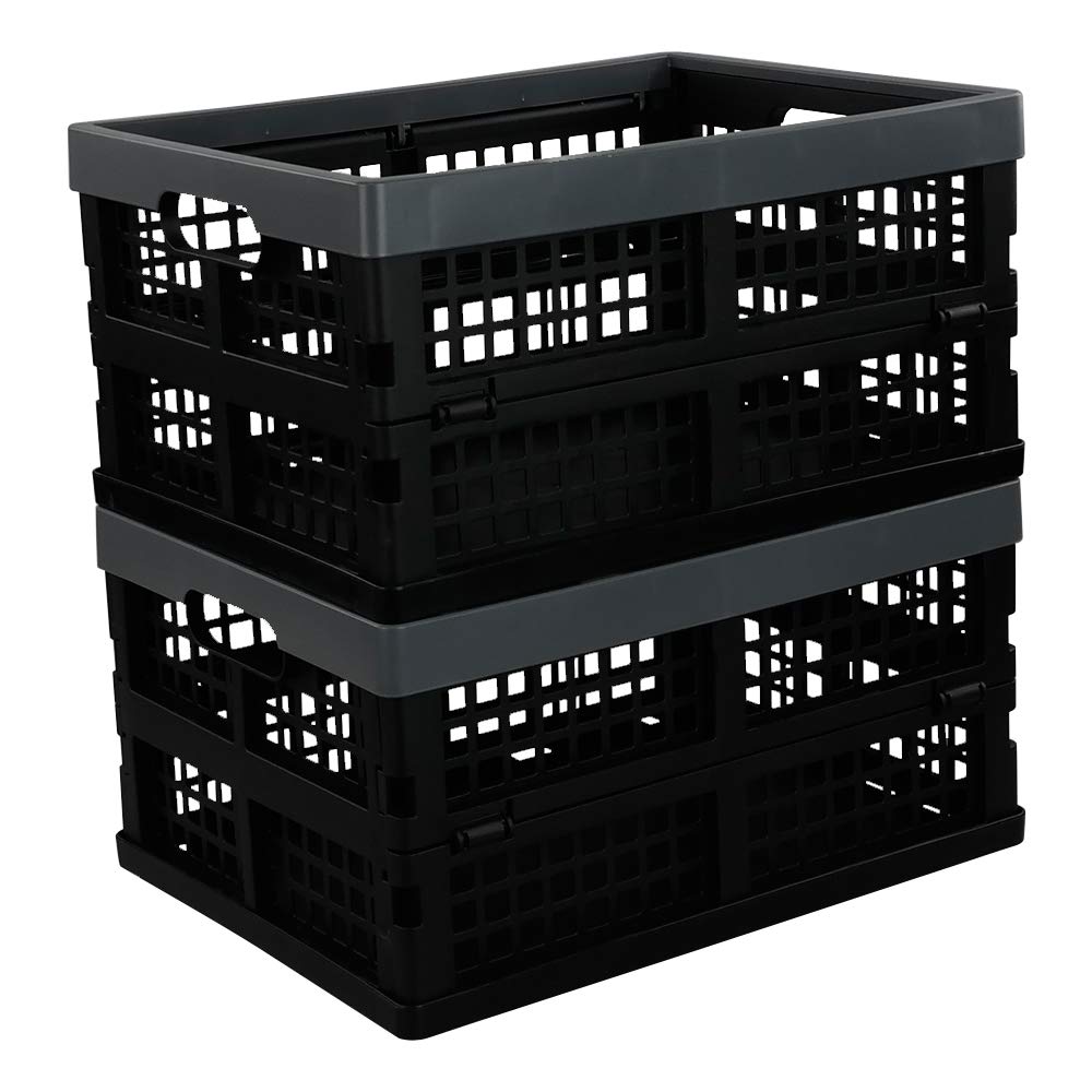 Neadas 15 L Plastic Collapsible Storage Crate, Folding Storage Box Crate, 2 Pack