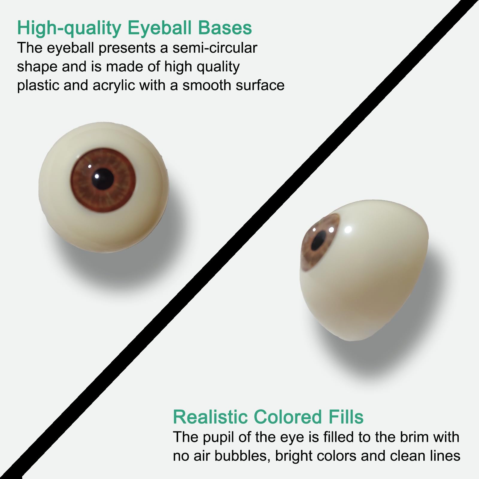 Realistic Acrylic Halloween Eyeball 1 Pairs Half Round Plastic Eyeball Doll Making Eyes Halloween Decor Props 1.18 in Fake Eyes, Blue
