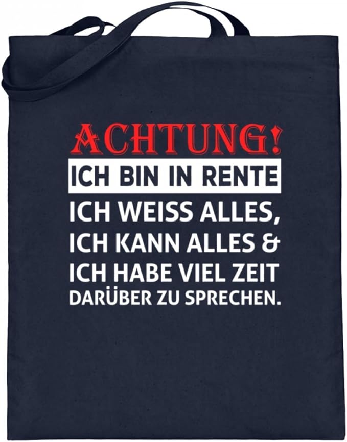 ALBASPIRIT Achtung Ich Bin In Rente Rentner Spruch TShirt Opa