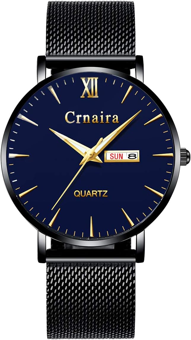 Watches Men‘s Watch Deep Blue/Black Watch Ultra Thin Wrist Watches for Men Fashion Watch Waterproof Dress Stainless Steel Band