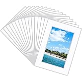Xinjoduz 16PCS 5x7 Picture Frames Mats for 4x6 Pictures Display, White Photo Matting Painting Mat Core Bevel Cut Mats Board Show Kit for Photos, Prints, Artworks