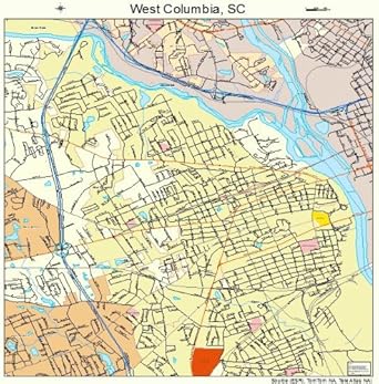 Amazon.com: Large Street & Road Map of West Columbia, South