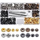 Hotop 80 Set Snap Fasteners Snaps Button Press Studs with 4 Pieces Fixing Tools, 12.5 mm in Diameter