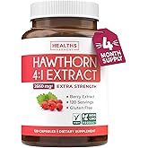 Super Potent Hawthorn Berry Extract Capsules - Hawthorn Berry Supplement Made from Extra Strength Concentrate to Support Heart and Digestive Health - Vegan Non-GMO & Gluten Free (4 Month Supply)