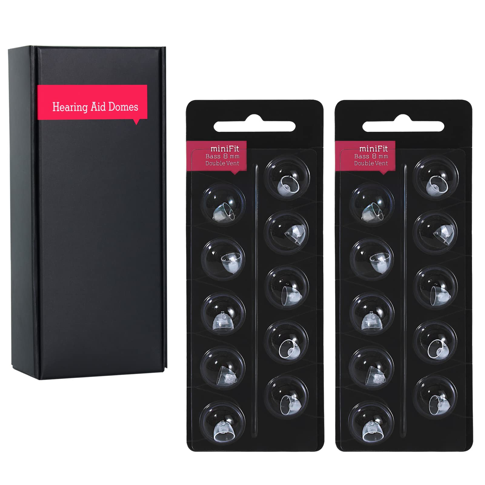 Hearing Aid Domes for Oticon Replacements,Oticon Minifit Double Vent Bass Domes (8 mm/2 Pack）,Universal Domes for Oticon Hearing Aid Supplies (8MM Double Vent) …