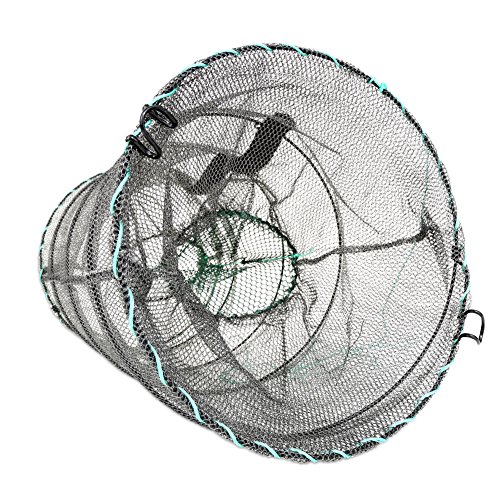 RUNACC Folded Fishing Net Trap, Portable Zipper Bait for Shrimp Carp Crayfish Crab Baits Cast Mesh Trap, 23.6 x11.8 inches (23.6" x 11.8")