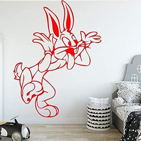 Amazon 面白いウサギの壁のステッカーキッズルームの壁紙防水pvcリムーバブルアートステッカー家の装飾58x 76cm ウォールステッカー オンライン通販