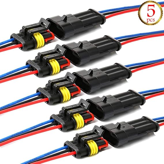 Amazon Com Yetor Way Conector Electrico Impermeable Para Coche 16 Awg 3 Pines Conectores De Cable Electrico Para Coche Camion Barco Y Otras Conexiones De Cable Paquete De 5 Automotive